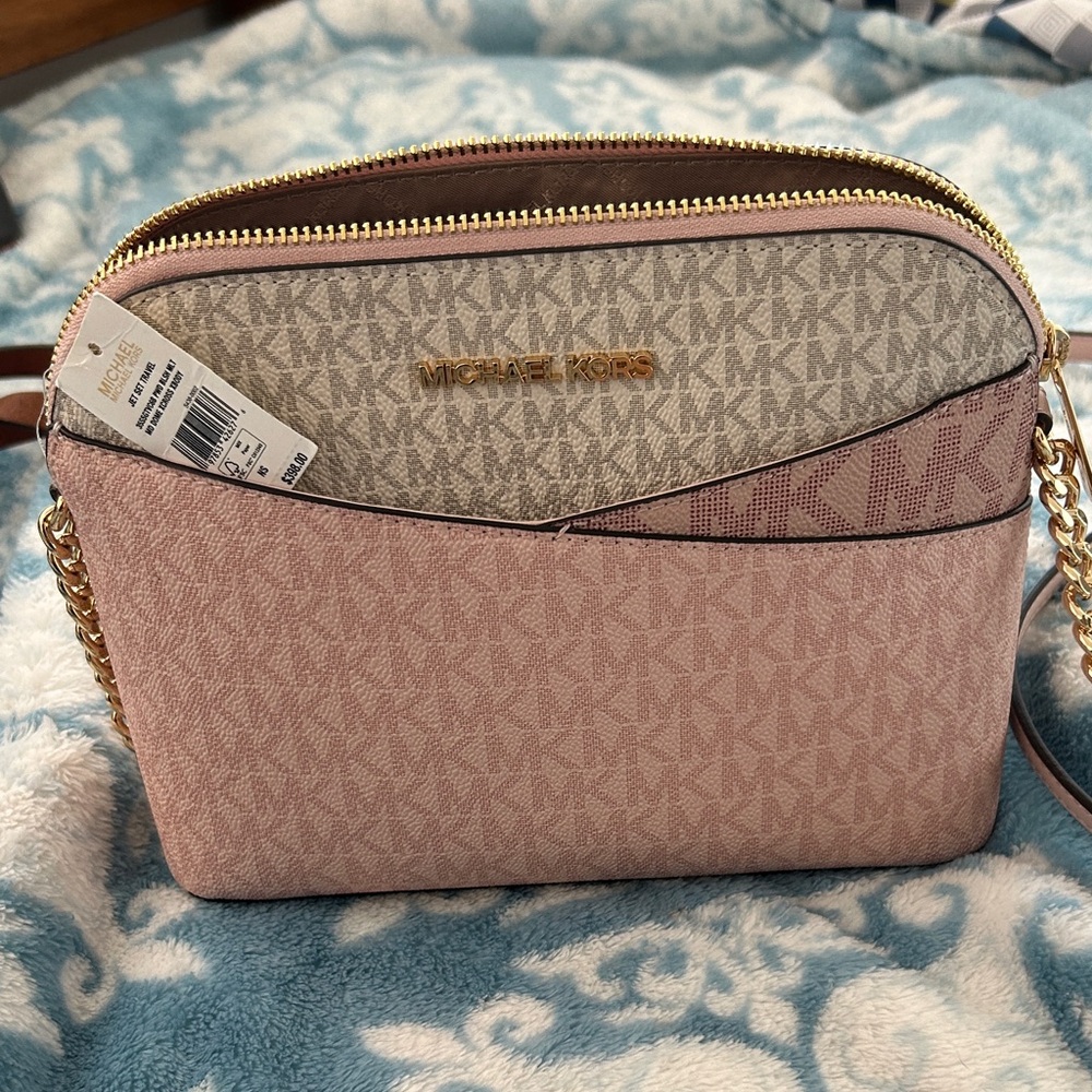 Michael Kors Pink and Beige Crossbody Bag